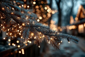 Warm Christmas Tree Lights Close-Up