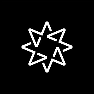 RModern Rotating Star M logo. A futuristic, elegant icon ideal for stellar aerospace, energy, or elite creative design agencies.