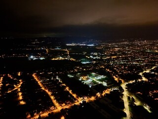 Obraz premium Suburban Road Networks At Night, Illuminated Neighborhood Roads For Navigation And Safety Planning