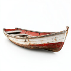 Obraz premium old weathered wooden rowboat on a white background isolated studio shot
