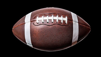 detailed view of a traditional american football with textured brown leather white laces and isolateds isolated isolated transparent