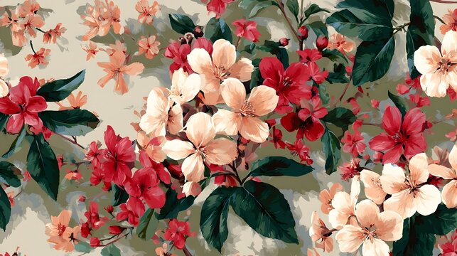 Seamless allover floral pattern, digital textile print, fresh summer design. Concept: Textile design, fashion fabric patterns, summer collection, decorative surfaces, digital print design