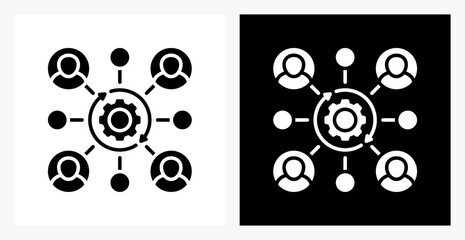 Integration BPM icon sheet in black and white, filled style.