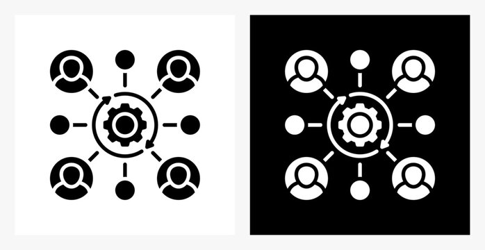 Integration BPM icon sheet in black and white, filled style.