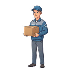 Warehouse Delivery Worker Carrying Package - AI Generated