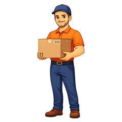 Delivery Courier Holding Package Box - AI Generated