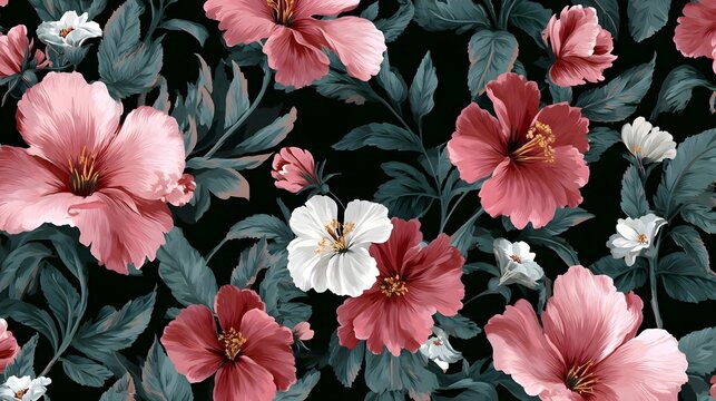 Seamless allover floral pattern, digital textile print, fresh summer design. Concept: Textile design, fashion fabric patterns, summer collection, decorative surfaces, digital print design