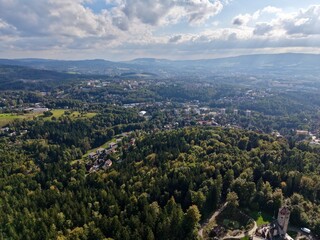 Obraz premium Country Scene Vista, Aerial View Presents Sprawling Rural Landscape Including Towns And Rolling Hills