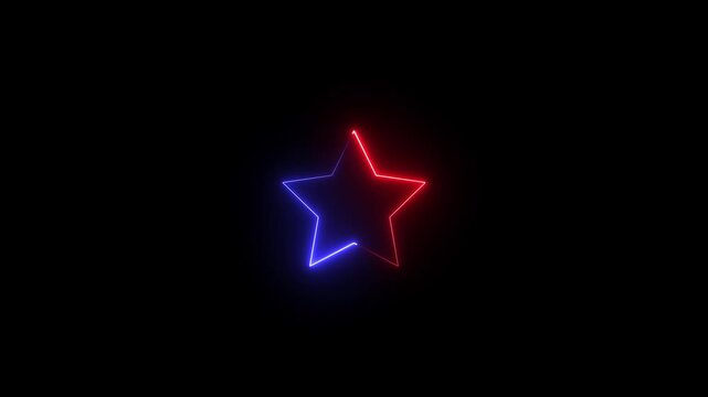 Neon star Border animation ,glowing neon frame. Black background 4k animation.