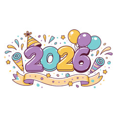 Fototapeta premium Festive 2026 Typography Vector