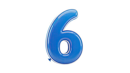 Fototapeta premium Blue Number 6 Balloon on transparent background