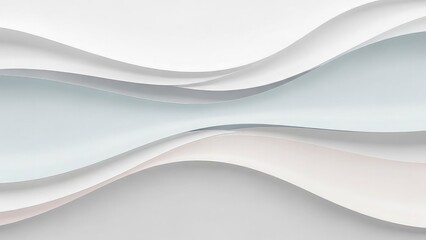Abstract flowing waves of light grey and soft pink paper create a gentle curved background with soft shadows and subtle gradients