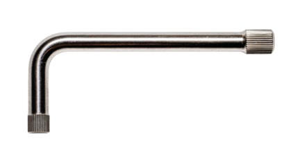 L-shaped hex key wrench tool made of metallic steel for repair and installation, transparent background