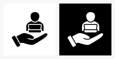Employee BPM icon sheet in black and white, filled style.
