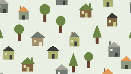 Fototapeta premium Charming Pattern of Small Houses and Trees.