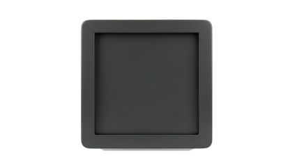 Modern dark grey digital display frame with rounded corners on transparent background