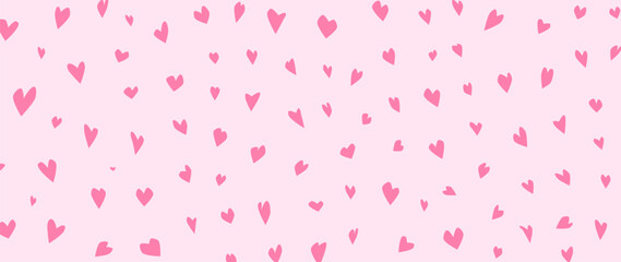 Hand-Drawn Style Hearts Pattern Background for Valentine's Day and Romantic Design. Vector Illustration.