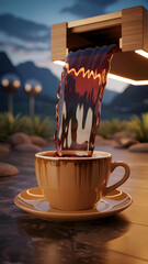 chocolate cake with coffee