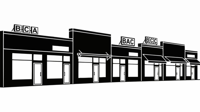 Row of Commercial Buildings with Different Storefront Designs.