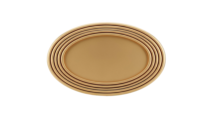 Oval gold frame with ribbed texture on transparent background