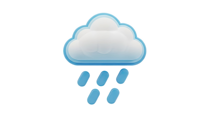 Rain cloud icon on transparent background