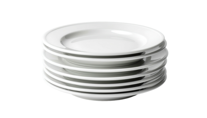 Stack of white ceramic plates, simple and clean design