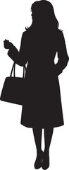 Silhouette of a Woman Walking with a Bag
