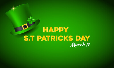 Happy st patricks day greeting card with green top hat