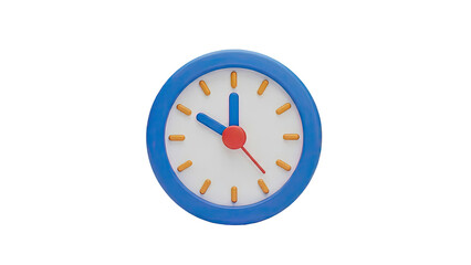 Blue clock with red and blue hands transparent background