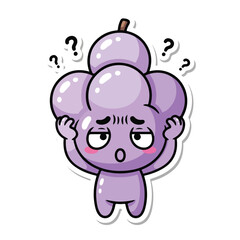 Obraz premium Confused Purple Grape Cartoon Character Sticker
