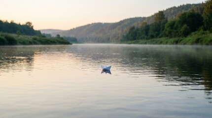 a paper boat in a lake