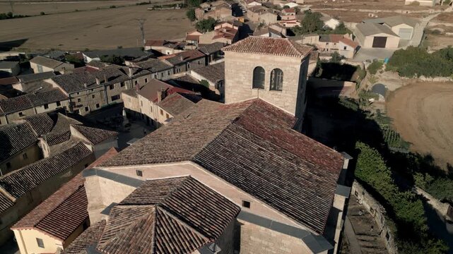 The medieval church in Hornillos del Camino, in northern Spain. The pilgrimage to the Camino de Santiago