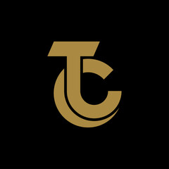 Modern Geometric Interlocking Letter TC Monogram Logo, Luxury Gold Branding Icon Vector.
