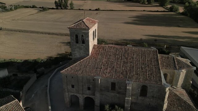 The medieval church in Hornillos del Camino, in northern Spain. The Camino de Santiago