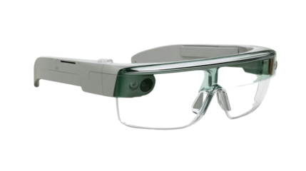 Smart augmented reality glasses for virtual experience and future vision technology on transparent background