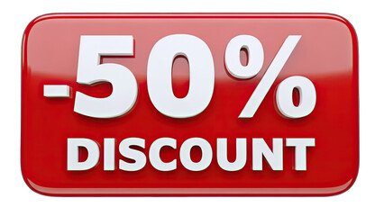 3D 50 Percent Discount Sign on transparent background