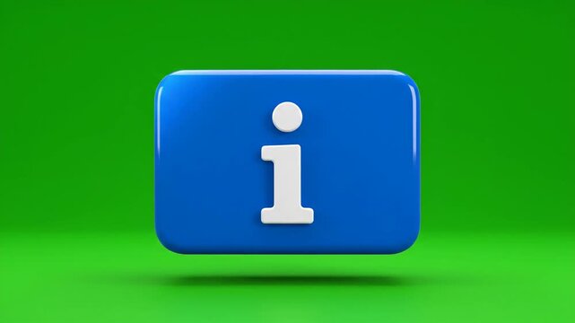 Blue cube with a white "i" on a green background
