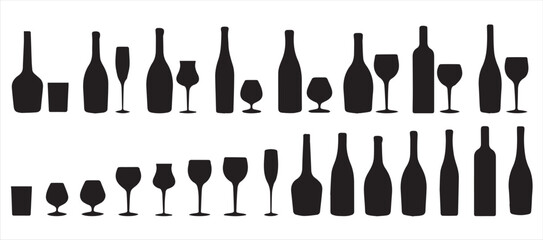 set of wine glasses on white background