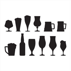 set of black silhouettes of drinks