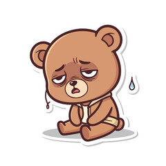 Obraz premium The Exhausted Teddy Bear Sticker