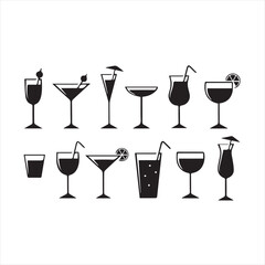 set of different drinks