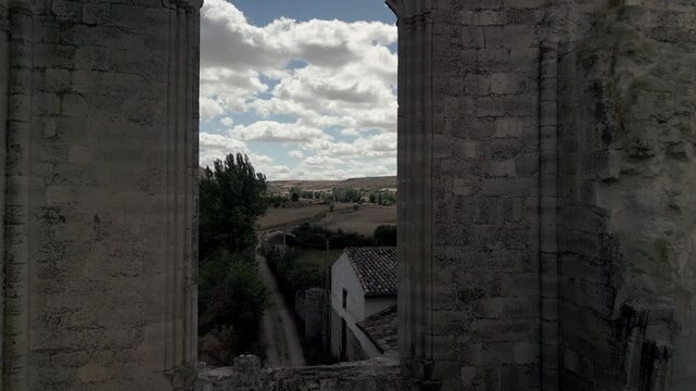 Medieval ruins of the church-hospital of San Anton on the Camino de Santiago