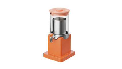 Modern Orange Juice Dispenser with Stainless Steel Inner on transparent background