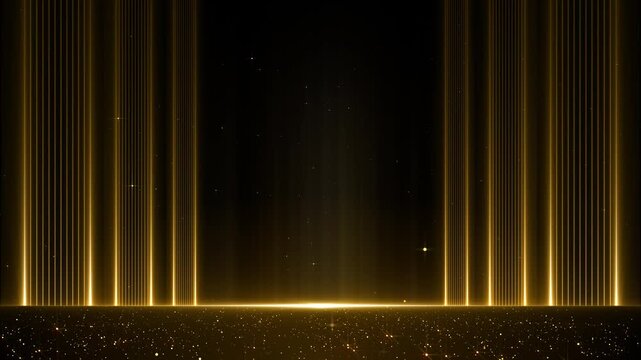 Elegant Vertical Stage Lights Particles Gold Awards Trailer Titles Cinematic Openers Luxury Intro Background Loop