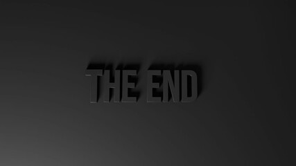 Showing a message that marks the end of a story or presentation in a simple style on a black background