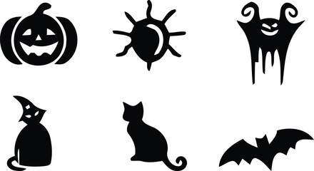 Fototapeta premium Spooky Halloween black silhouette including a jack