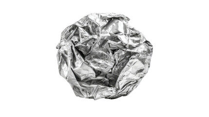 Obraz premium Crumpled aluminum foil ball forming a texture of creases and wrinkles, representing waste, trash, and the concept of recycling