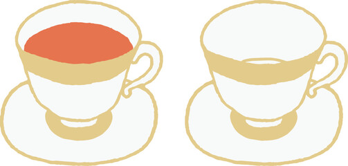 手描き風のシンプルな紅茶とティーカップ
