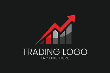 Trading Graph Red Arrow Profit Vector logo template