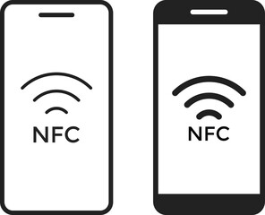 NFC Mobile Icon Set. Contactless Payment and Smartphone Symbols. Tap to Pay Interface and Digital Wallet Mobile sign. Smartphone Proximity Scanning and Smart Tag Connectivity icons